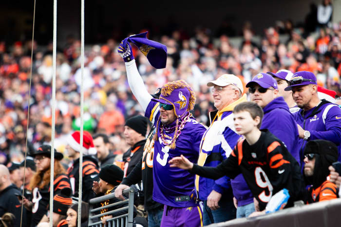 Vikings fans at the 2023 game in Cincinnati.